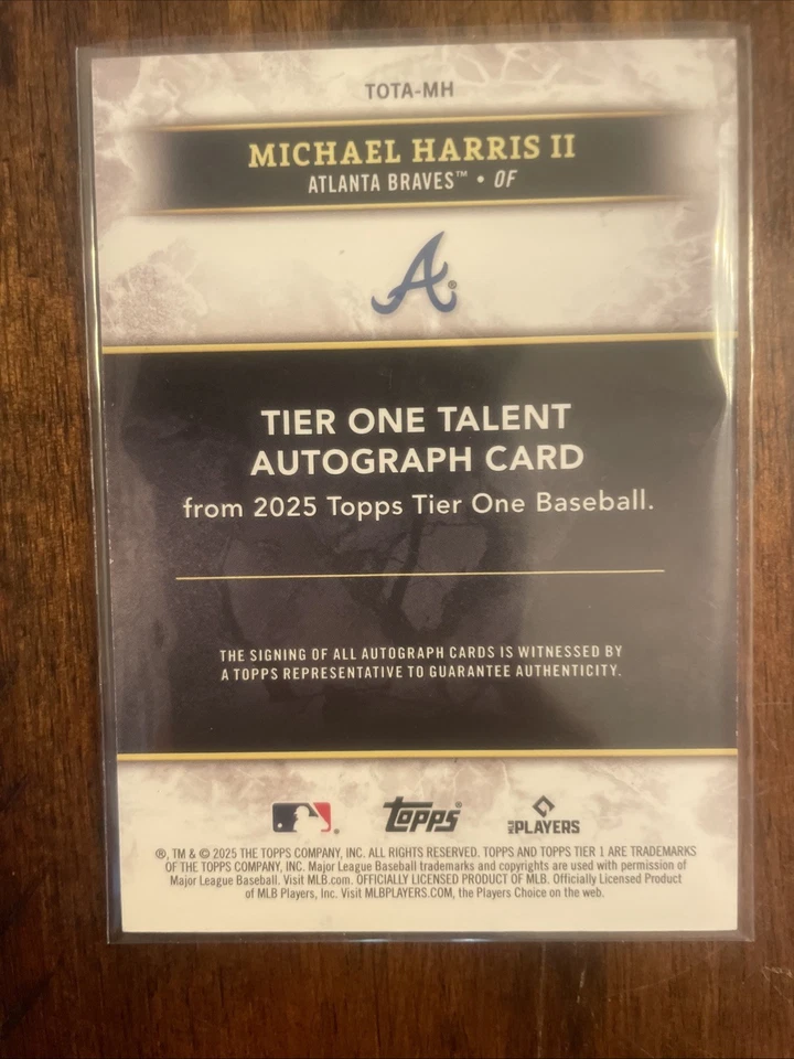 2025 Topps Tier One Michael Harris II Green Foil On Card Auto /49 Atlanta Braves - Image 2 of 4