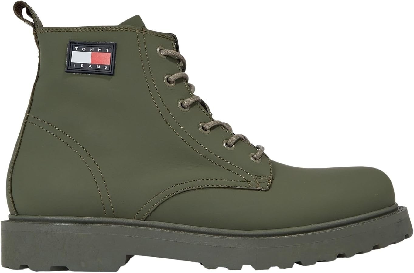 Brand New Mens Green Tommy Hilfiger Premium Smooth Leather Boots Uk Size 10 image 2