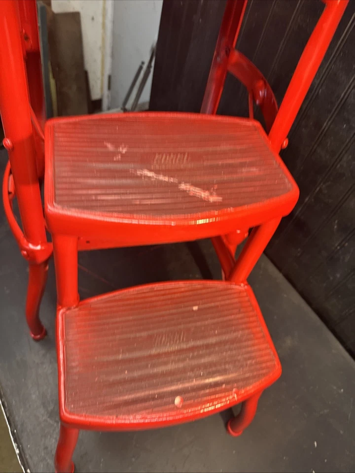 Primitive Century Cosco Retro Style Farmhouse Counter Chair/Step Stool Red - Image 3 of 4