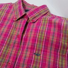 Roper Western Shirt Women Sz M Pink Plaid Long Sleeve Rodeo Cowgirl Metallic