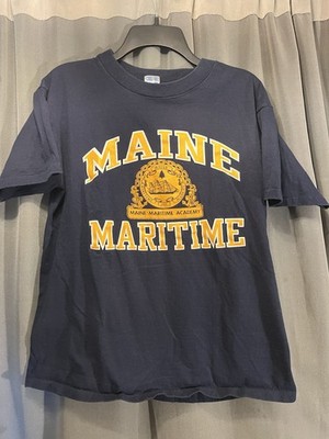 Vintage Maine Maritime Academy Champion Single Stitch Blue Shirt Size Large