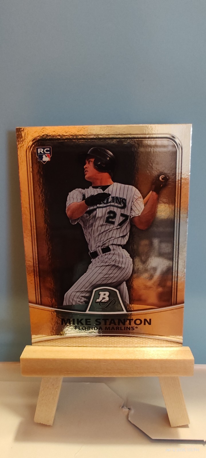 2010 Bowman Platinum - Giancarlo Stanton #86 Platinum Foil Mike on Card