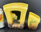Roseville Artwood Yellow 1951 Vintage Mid Century Modern Pottery Planters 2-pc