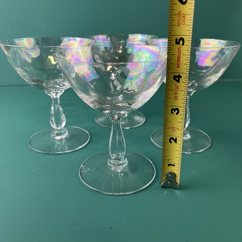 4 Fostoria Drink / Sorbet Stemmed Glasses Iridescent Delicate Classy Vtg - Picture 14 of 14