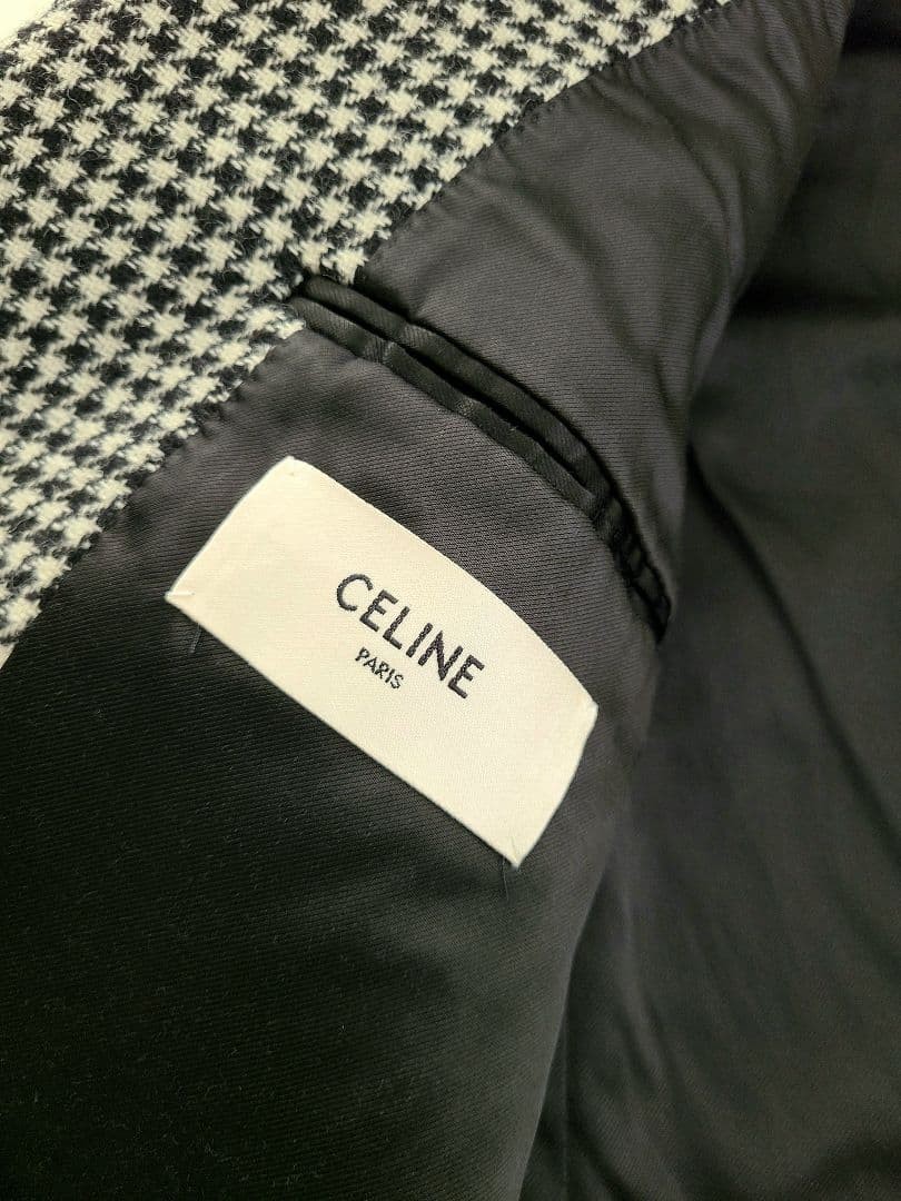 Celine houndstooth pattern chester coat check siz… - image 3