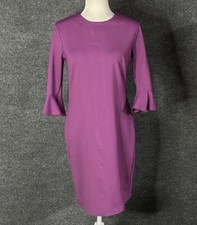 Banana Republic Stretch Purple Shift Dress 3/4 Flutter Sleeve Size 8 BA5465