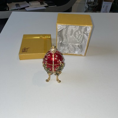 QIFU Vintage rot Faberge Ei Stil Schmuck Schmuckschatulle
