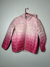 Eddie Bauer Puffer Jacket Girls XL 16 Pink Ombr  Duck Down School Winter