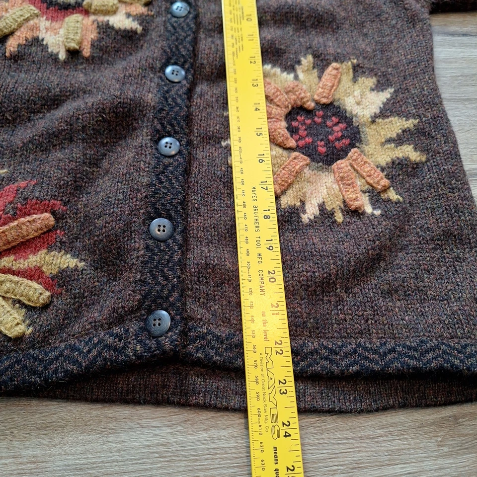 Шерстяной свитер женский Susan Bristol L кардиган с подсолнухом бабушка цветочный цветочный цветочный цветочный цветочный узор  - Изображение 4 из 4