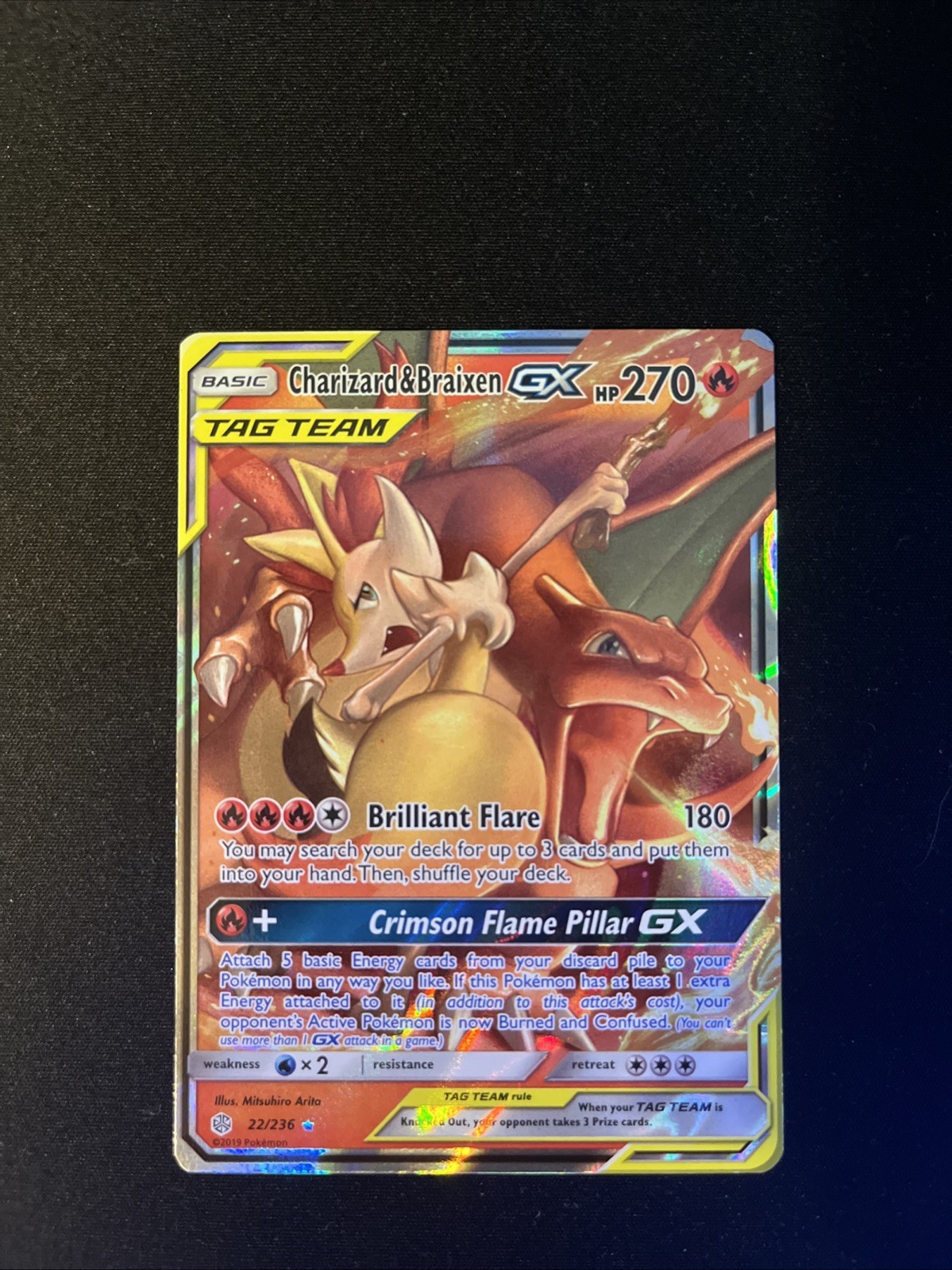Charizard & Braixen GX 22/236 Sm-Cosmic Eclipse Holo NM