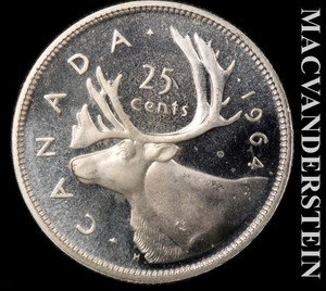 Canada: 1964 Silver 25 Cents - Choice Gem Brilliant Unc  Proof-Like  #L5920
