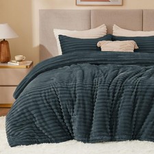 BEDELITE Fleece Twin Comforter Set -Super Soft Warm Fluffy Dark Grey Beddin...