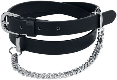 Rock Rebel by EMP Damen Schwarzer schmaler Gürtel mit dekorativer Kette