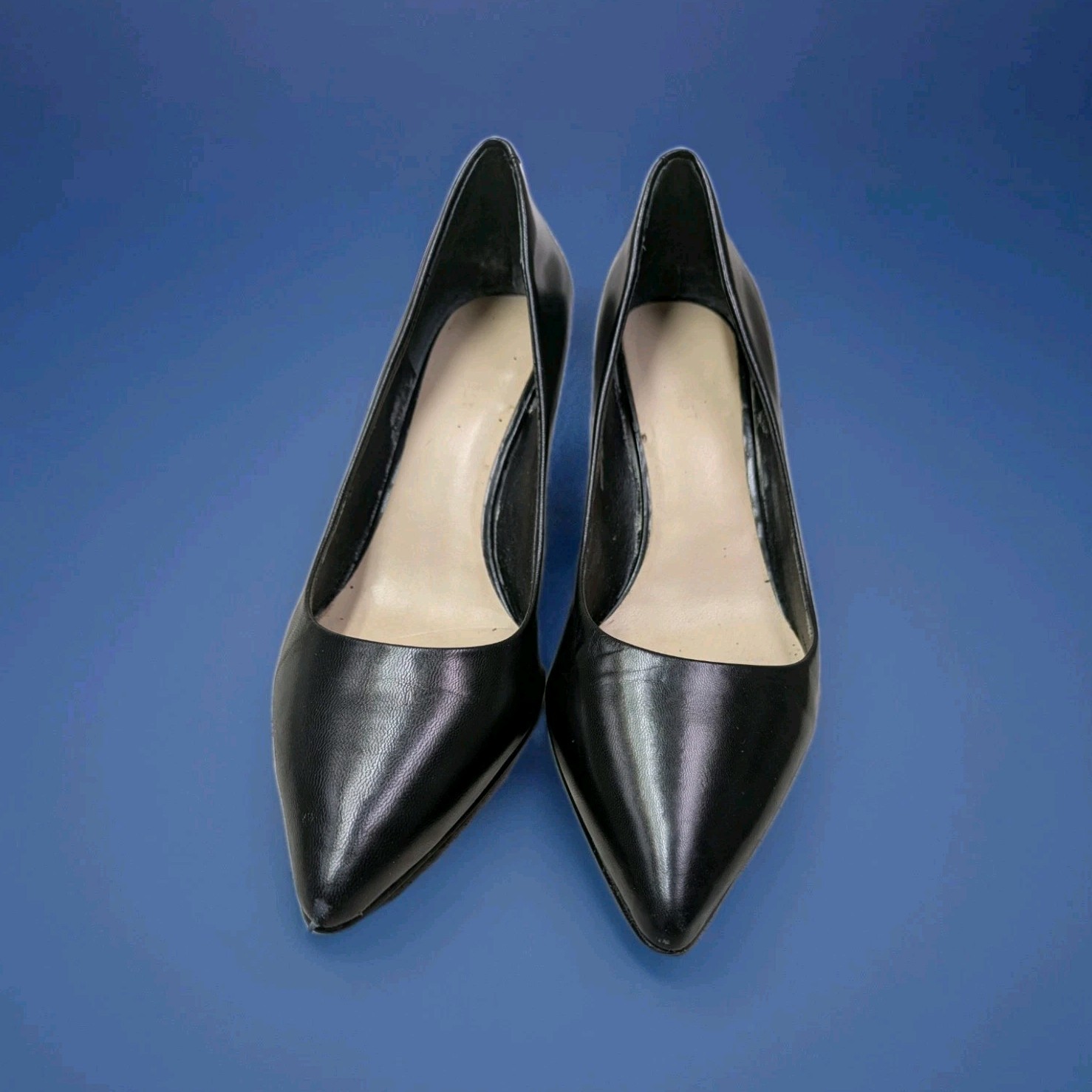 Nine West Black Leather Pointed Toe Stiletto Pump Comfort Women's Size 8.5M