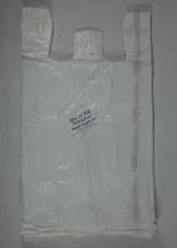 500 Qty. White Plastic T-Shirt Retail Shopping Bags w/ Handles 11.5" x 6" x 21"