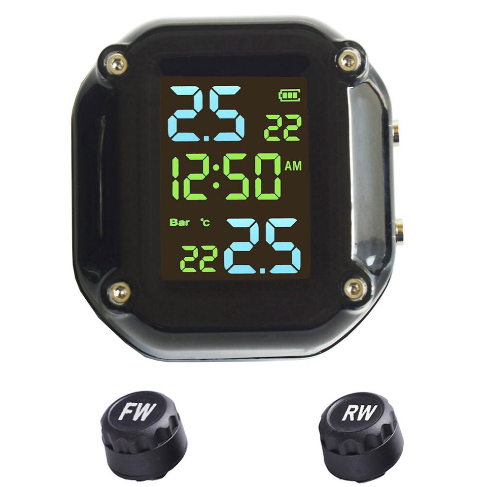 Waterproof LCD Motorcycle TPMS External Sensor Tire Pressure Monitoring