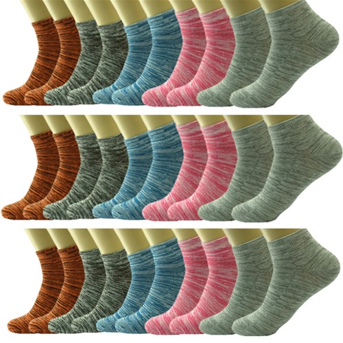 Women 12 Pairs Ankle Quarter Sport Socks Casual Thin Galaxy Cotton Stretch 9-11 - 第 1/7 張圖片