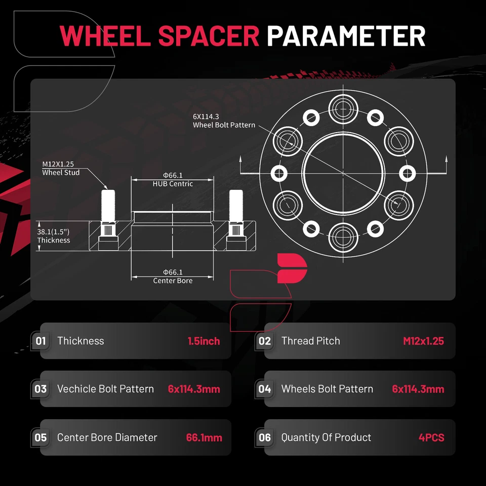 4Pcs 1.5" Hub Centric Wheel Spacers 6x4.5 6x114.3 For Nissan Xterra 2005-2015 - Image 3 of 4
