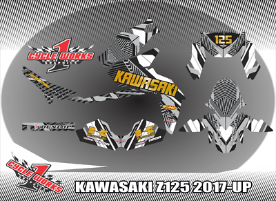 Kawasaki Z125 17- up Supermoto SEMI CUSTOM GRAPHICS KIT SWIRL