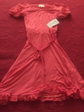 NWT Fiveloaves Twofish Short Sleeve Ruffle Belt Dress Pink 6 OR 16 68