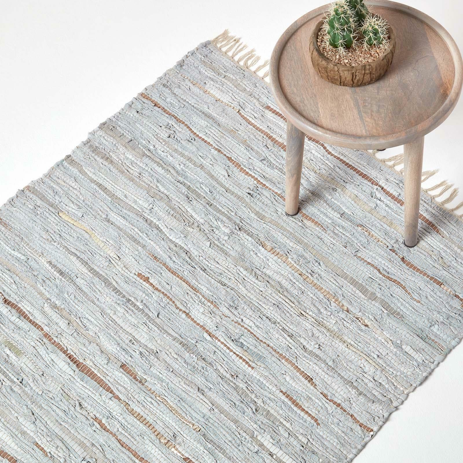 Eco Recycled Leather Sparkle Rugs Gold Turquoise Blue Or Silver Natural Cream For Sale