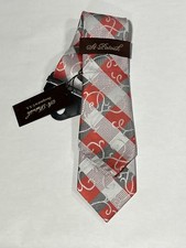 Mens St Patrick White Orange Plaid Tie With Matching Pocket Square NEW
