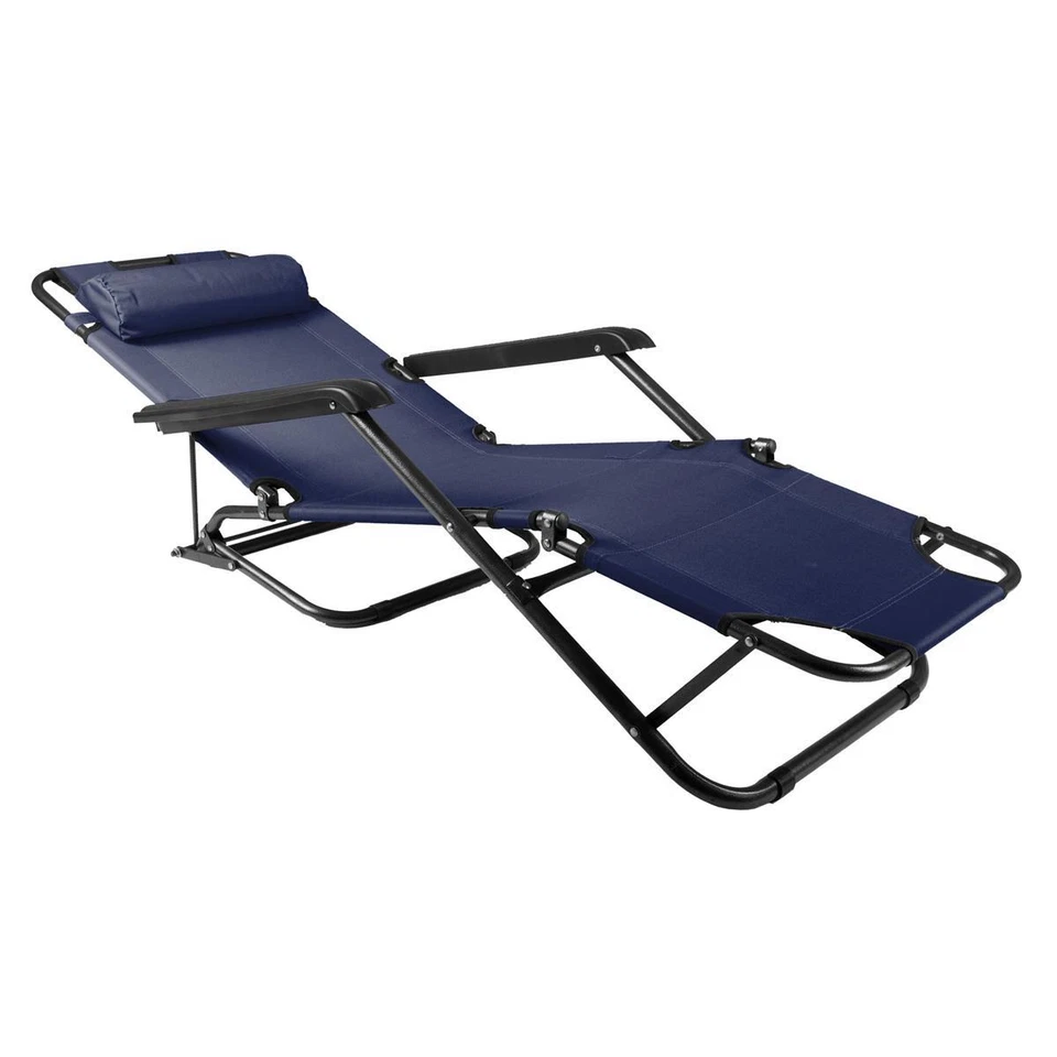 Sonnenliege klappbar Relaxliege Liegestuhl navy Klappliege Gartenstuhl Stahl - Bild 2 von 4