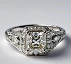 2.50CT Art Deco Asscher Cut Lab Created Diamond Antique Ring 14K White Gold FN