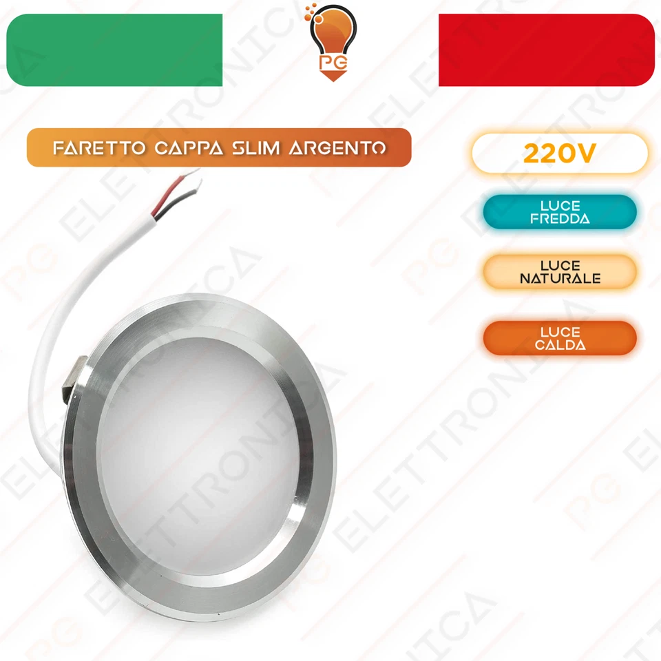 Faretto a led incasso slim 3W luce calda naturale fredda mensole cappa 55mm 220v - Immagine 4 di 4