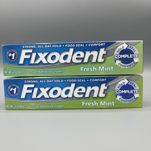 Fixodent Complete Fresh Mint Denture Adhesive Cream 2.4 oz ( 2 Tubes