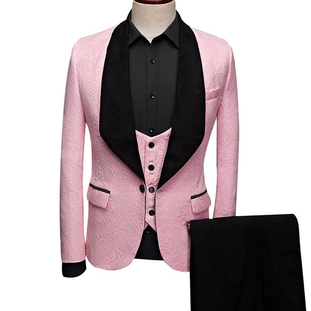 Tuxedo Vest - Wedding Vest Pink Tuxedo P A I S L E Y Tone on Tone Dress Tuxedo Wedding Vest - Men's Neck Ties - Mens Dress Tie - Trendy Mens Ties main image 0