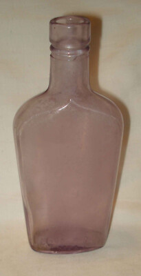 Vintage Half Pint Full Measure Amethyst Purple Glass 7 ¼  Whiskey Alcohol Bottle