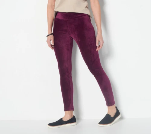 Cuddl Duds Double Plush Velour Leggings-Fig-Small-NEW-A293100