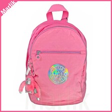 Mochila de nailon genuina Kipling Challenger, holograma rosa fresco KI9256 con mono
