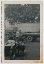 Orig. Foto Kradmelder m. Zündapp K500 Krad Motorrad m. Beiwagen Lkw