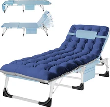 Heavy Lounge Duty Tanning ABORON Chair, Sun Folding Chaise wi Chair，4-In-1 Patio