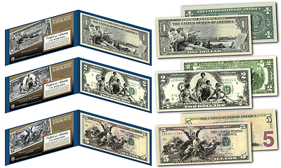 #ad EDUCATIONAL SERIES 1896 Designed NEW Legal Tender Bills $1 $2 $5 Set of all 3 $49.95