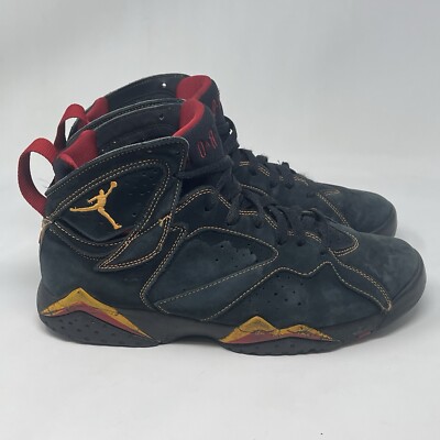 Nike Air Jordan 7 Retro Citrus Sneakers Mens 9 Black Red Suede