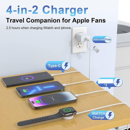 4in1 Multi USB Charger Charging Cable Cord For Apple Watch iPhone iWatch Type-C - Picture 3 of 13