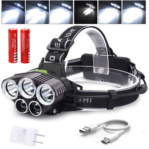 LED Work Headlight 90000LM Rechargeable CREE T6 Head Torch with 2x 18650 Battery