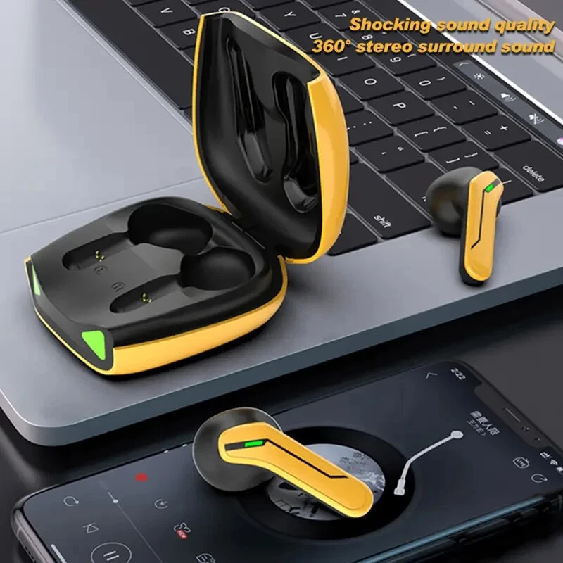 Cool Design Yellow Plastic In-Ear Wireless Gaming Headphones - Image 2 of 4