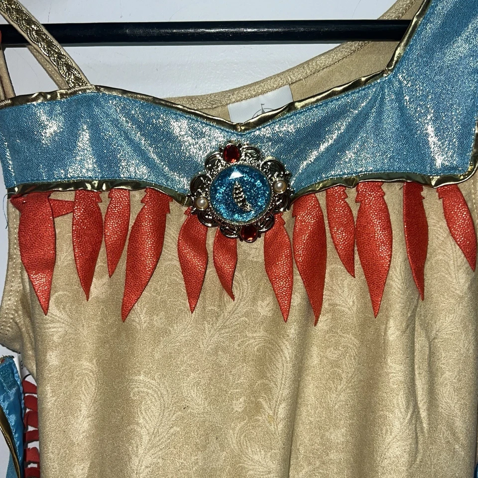 Disney Store Pocahontas Vestido Halloween Disfraz Niñas Talla 9 10 Imitación Gamuza NUEVO Foto 2 de 4