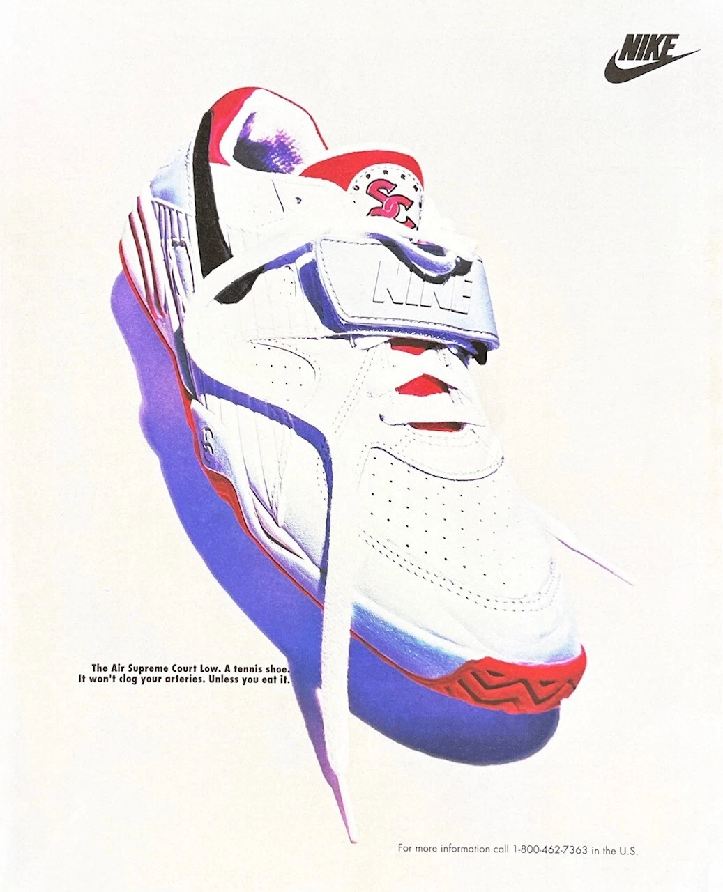 NIKE 1993 authentique vintage imprimé publicité chaussures de sport air Cour suprême basse