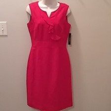 TAHARI, NEW, RED, SLEEVELESS, RUFFLE. BEAUTIFUL DRESS, 6, NWT
