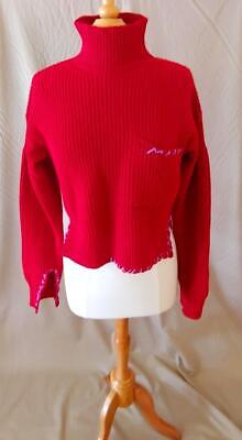 Marni Red Virgin Wool L/S Chunky Sweater with Stitching Size Marni Red Virgin Wool L/S Chunky Sweater with Stitching Size