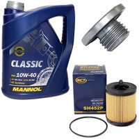 MotoröL Set 10W-40 5 Liter + ÖLfilter SH 452 P + Schraube FüR Opel Vectra B 2.2I