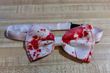 Unbranded Misses Polyester Adjustable White Red Geometric Bow Tie