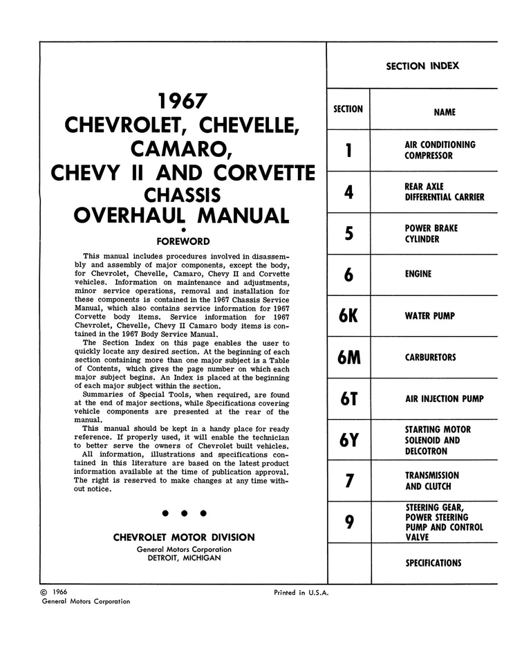 1967 Chevy Chassis Overhaul Manual (Licensed High Quality Reproduction) - Image 2 of 3