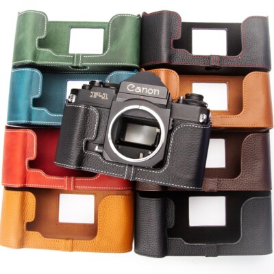 For Canon F-1 F1 Camera Collocation Real Leather Half Camera Case Bag Cover