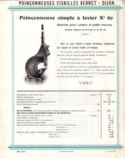 DIJON (21) ATELIER de CONSTRUCTION / POINCONNEUSE N°60 "VERNET" Tract en 1927